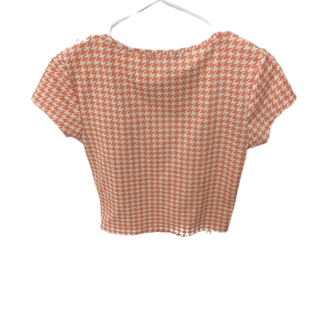 Y2K houndstooth pink and white crop top size large - Picture 4 of 4